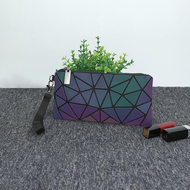 Back view of reflective geometric quilted promotional bag