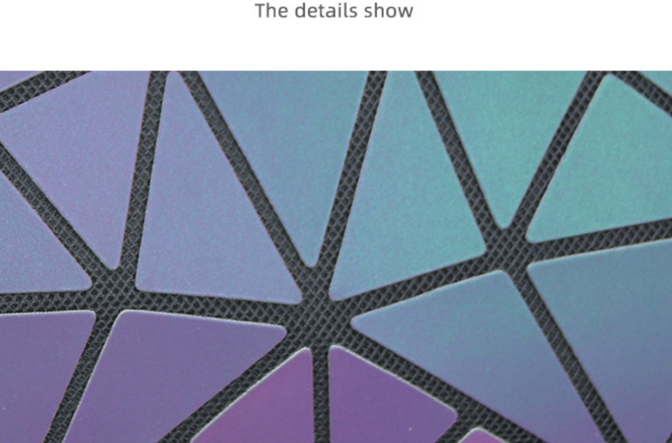 Reflective geometric quilted bag for promotional purposes