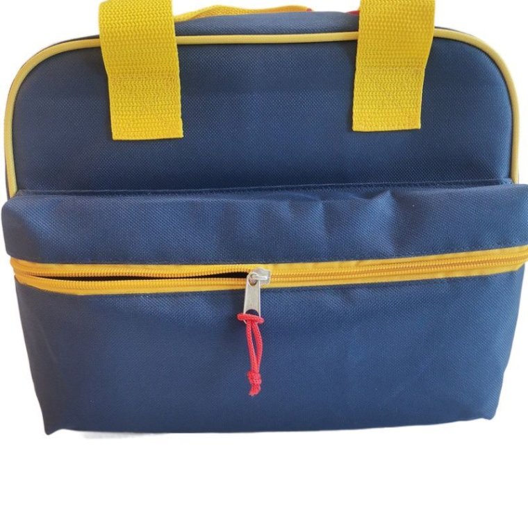 Detail view of black cooler bag