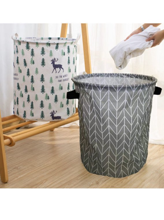 Laundry hamper filled with clothes for promotional use