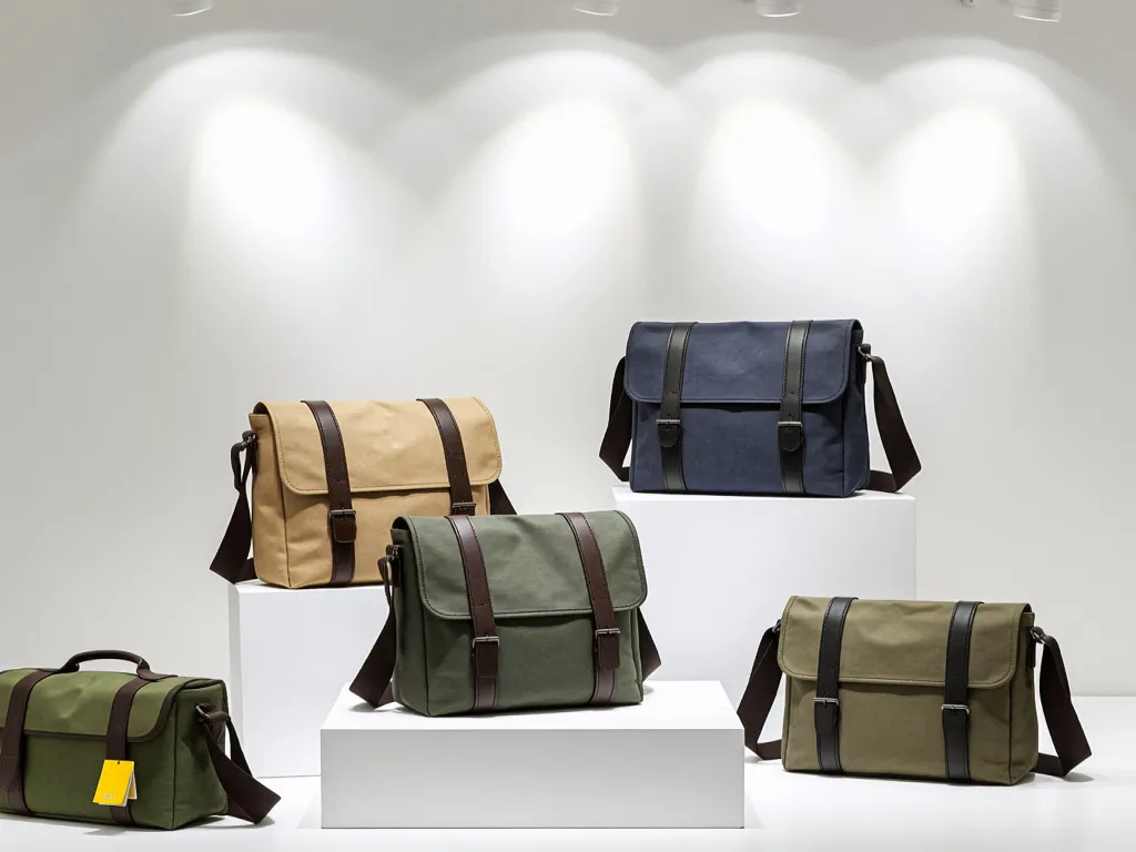 Assorted crossbody bags on display with different colors
