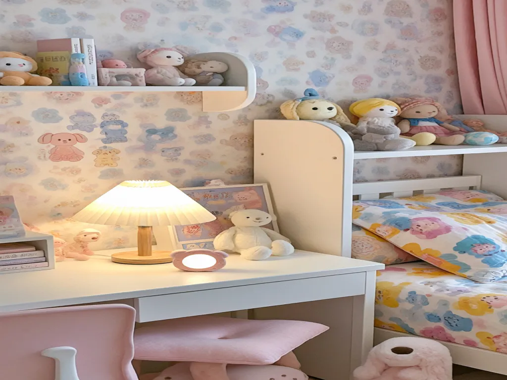 A cute cartoon desk lamp in a children's room