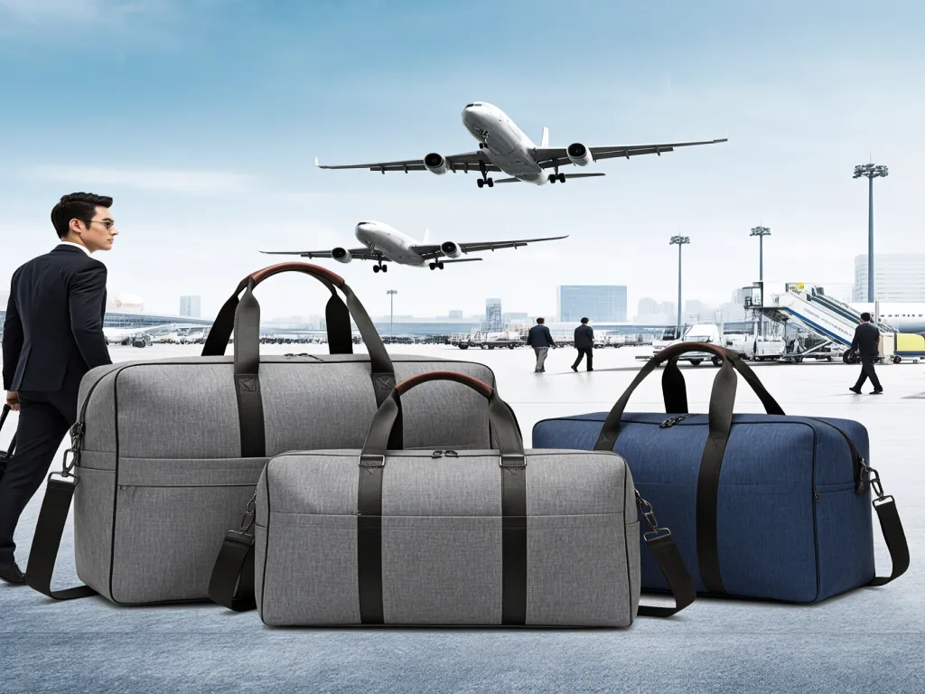 Variety of travel bags displayed at the airport