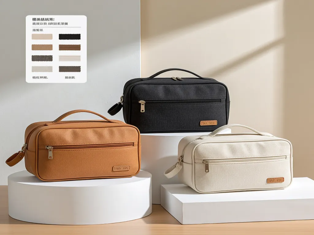 Variety of cosmetic coach bags in different colors