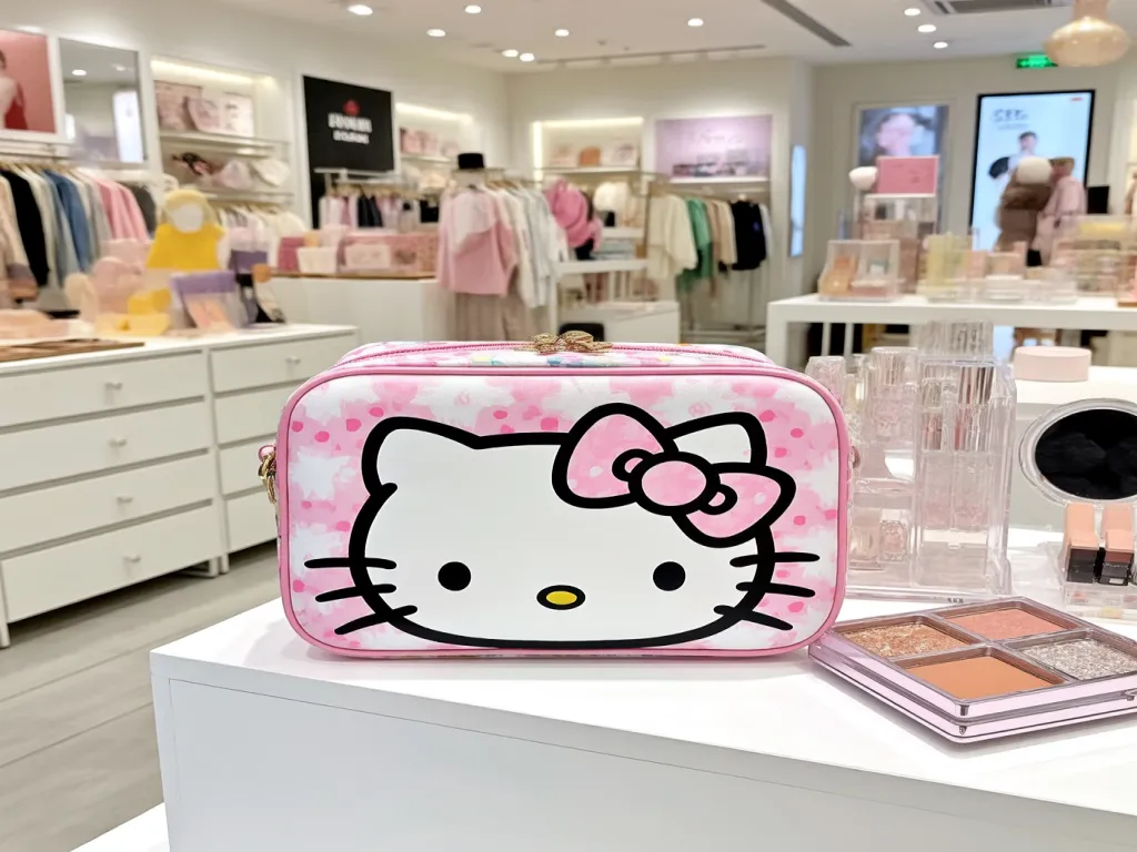 Hello Kitty cosmetic bag on display in a store