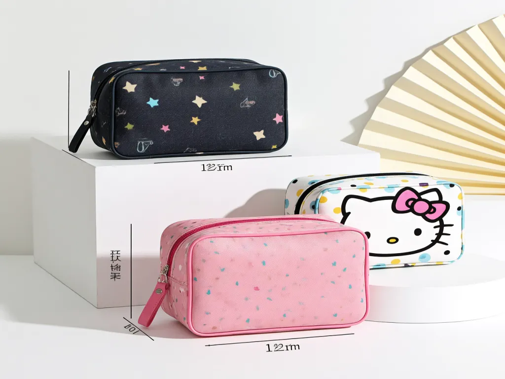Various Hello Kitty cosmetic bags in different designs