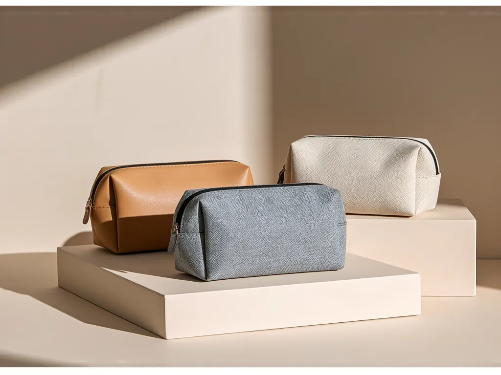 Mini cosmetic bags in neutral tones