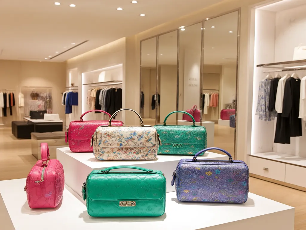 Juicy Couture cosmetic bags on display in a store